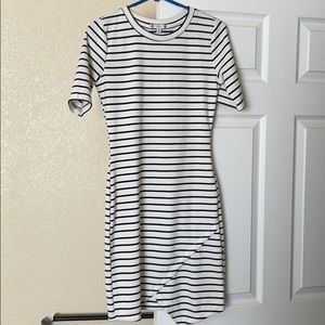 White with black stripes dress